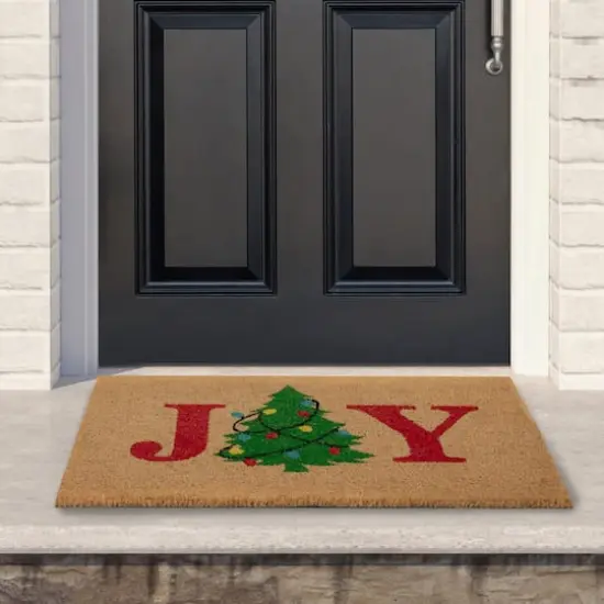 Natural Coir "Joy" Christmas Tree Doormat {1}
