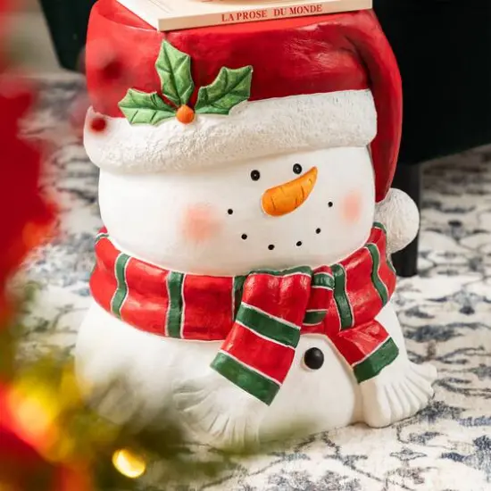 Glitzhome&reg; 14.25"H Christmas MGO Snowman Stool or Accent Table {7}