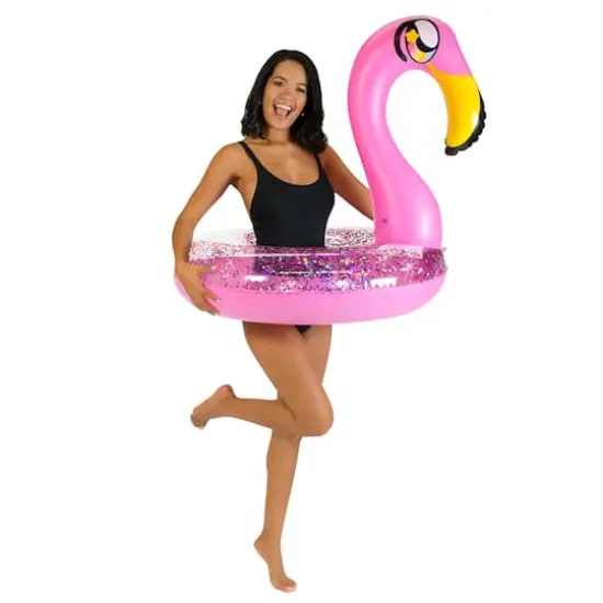 PoolCandy 36" Glitter Flamingo Pool Tube {1}