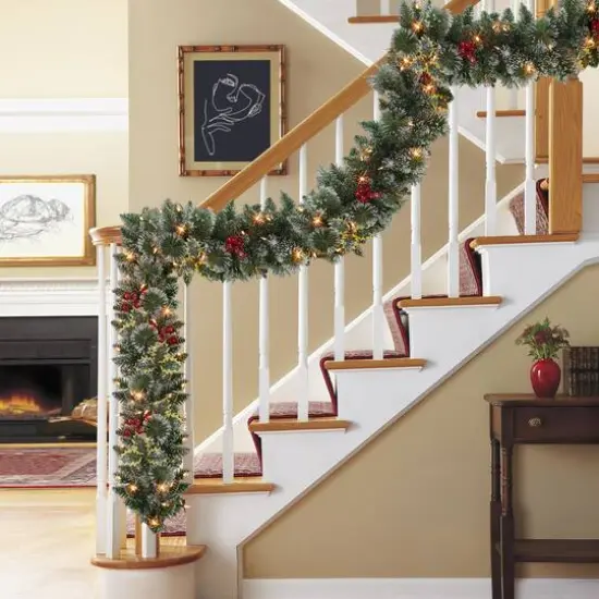 9ft. Pre-Lit Snowy Silverton Pine Garland {3}