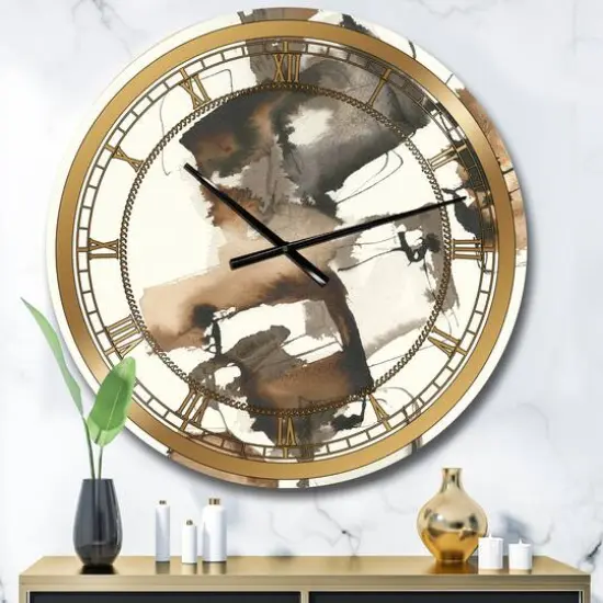 Designart 'Gold Glam Squares Ii Glam Wall Clock {3}