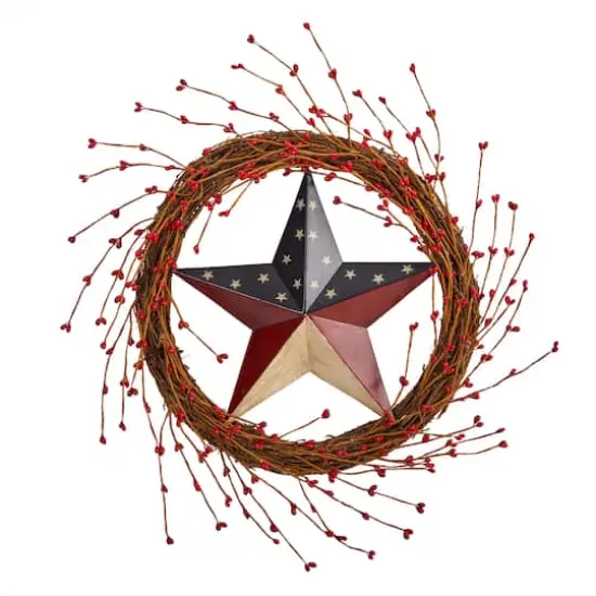 20" Red, White & Blue Americana Patriotic Star Wreath {1}