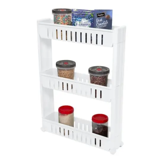 Simplify White 3-Tier Slim Slide Out Storage Cart {8}