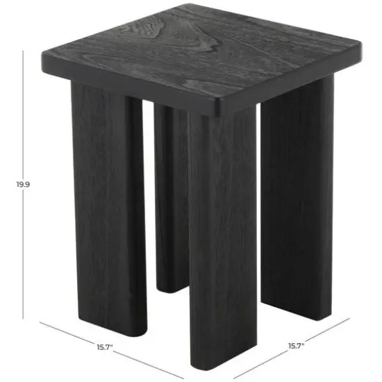 20" Black Handmade Side End Accent Table with Square Tabletop {8}