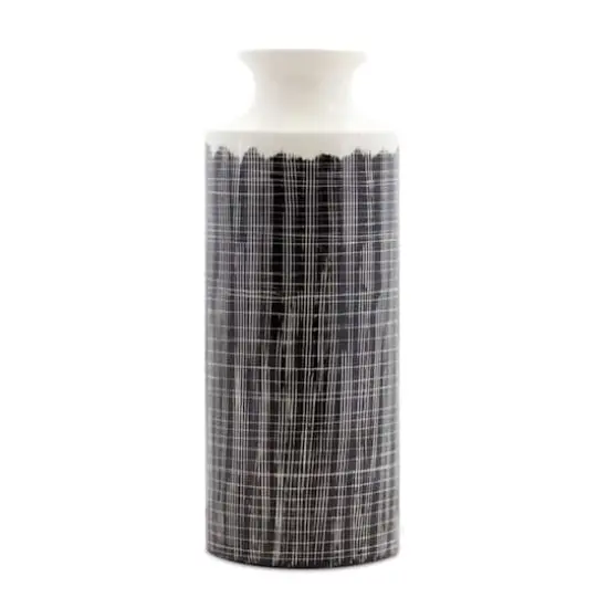 19.25" Black & White Terra Cotta Vase {1}