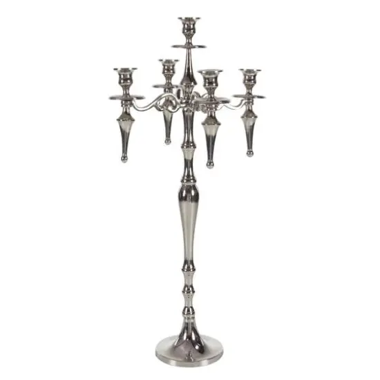 Silver Aluminum Traditional Candlestick Holders, 33x16x16" {3}