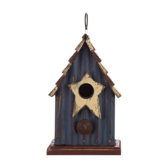 Glitzhome&reg; 9" Solid Wood & Metal Rustic Style Birdhouse {6}