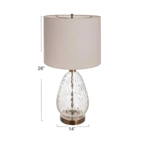 Hello Honey&reg; 2ft. Textured Glass Base Table Lamp with White Cotton Drum Shade {4}