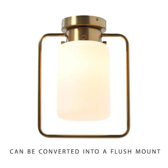 Hello Honey&reg; Robert Stevenson Lighting Ezra Metal & Frosted Glass Convertible Ceiling Light Brushed Brass {4}