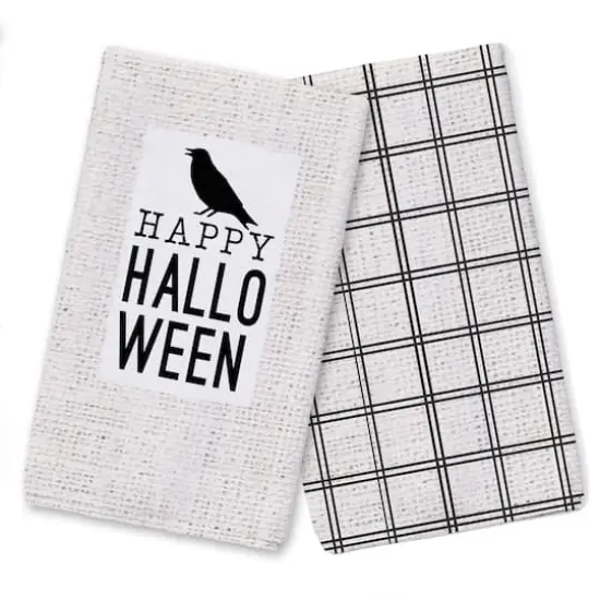 Happy Halloween Crow Tea Towel Set {1}