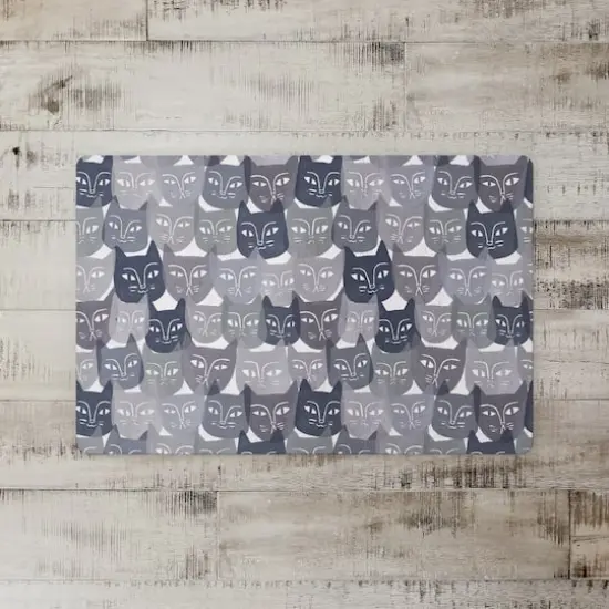 Gray Cat Face Pattern 27" x 18" Floor Mat {3}