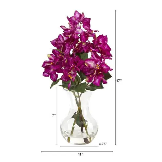17" Bougainvillea Arrangement in Glass Vase {3}