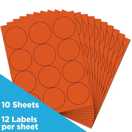 JAM Paper 2.5" Circle Product & Container Labels, 120ct. Orange {4}