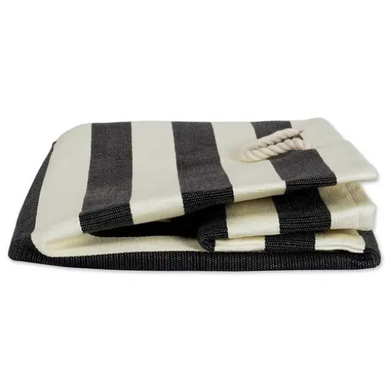 DII&reg; Large Striped Rectangle Woven Paper Storage Basket Black {4}