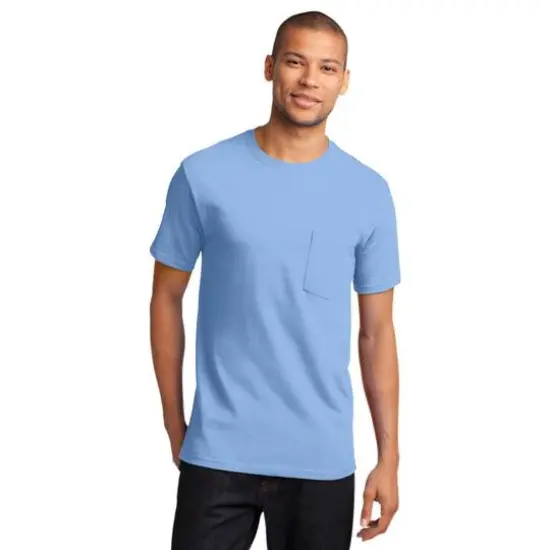 Port & Company&reg; Essential Pocket T-Shirt Light Blue {3}