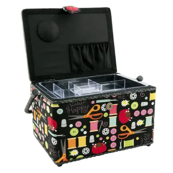 Dritz® Black Sewing Notions Large Sewing Basket with Removable Tray {3}