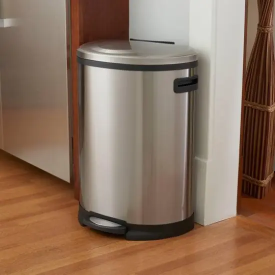 Household Essentials 13 gal. Stainless Steel Oval Trash Can with Step {3}