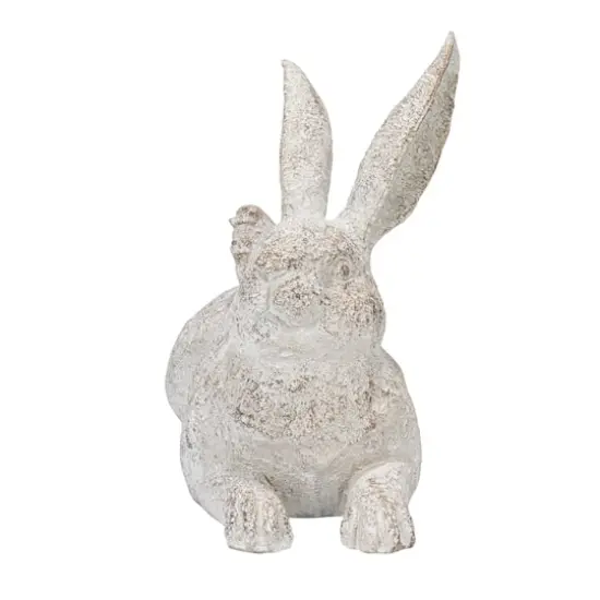 Hello Honey&reg; 16.5" Decorative Resting Rabbit with Birds Figurine White {9}