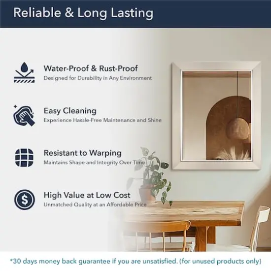 Head West Brushed Nickel With Chrome Inner Lip Beveled 27.5" x 33.5" Framed Accent Vanity Mirror {5}