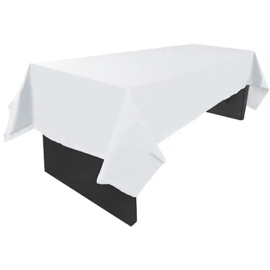 JAM Paper White Rectangular Plastic Lined Table Cover, 54" x 108"  {5}