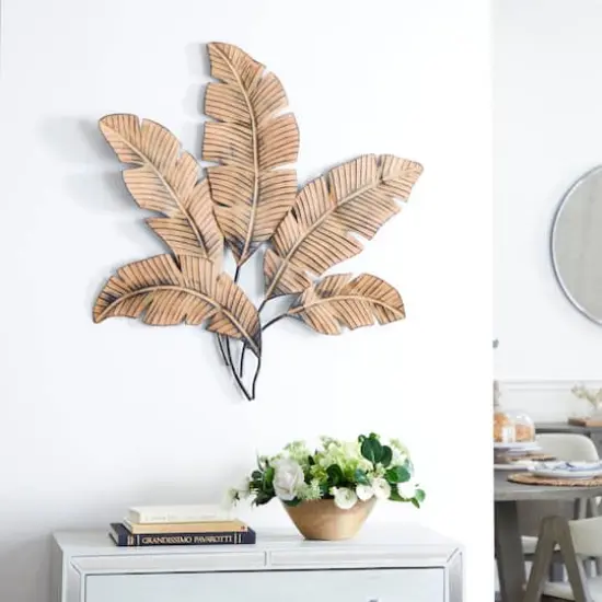 Brown Palm Leaves Rustic Metal Wall Decor {11}