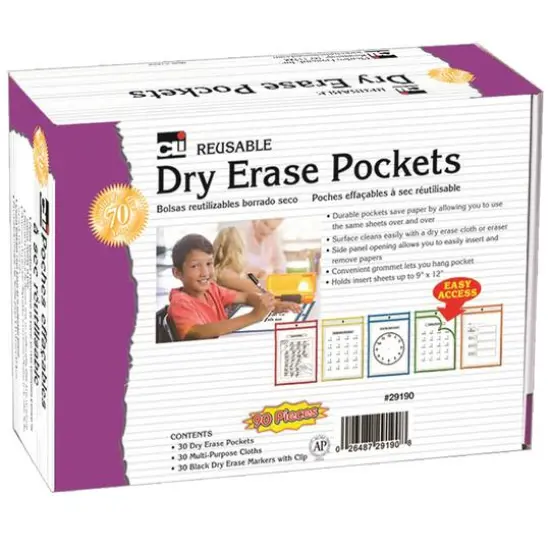 Charles Leonard Dry Erase Pockets Class Pack {3}