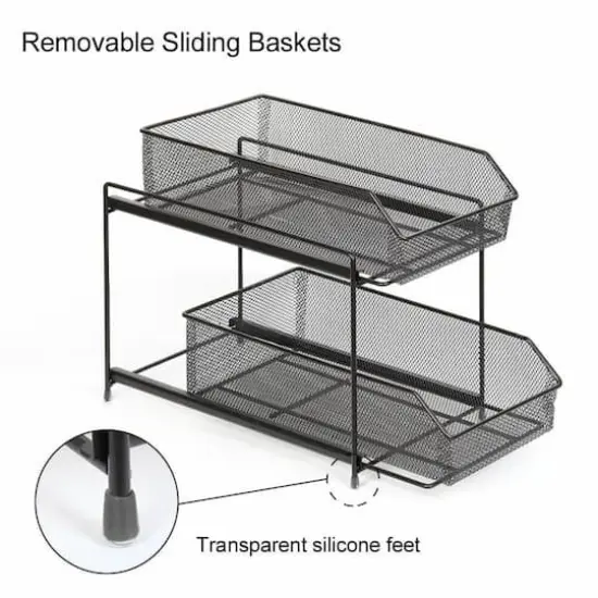 NEX&trade; Dark Brown 2-Tier Sliding Basket Organizer Drawer {4}