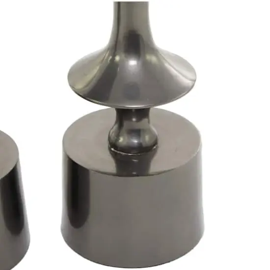 CosmoLiving by Cosmopolitan Black Aluminum Pillar Candle Holder Set {4}