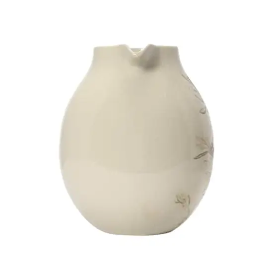 Hello Honey&reg; 3qt. Cream & Green Olive Branch Design Debossed Stoneware Pitcher {6}