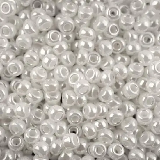 John Bead 8/0 Miyuki Glass Seed Beads, 12g White Pearl Ceylon {1}