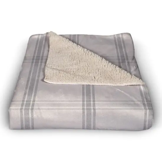 Gray Plaid Pumpkins Sherpa Fleece Blanket {3}
