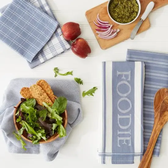 DII&reg; Foodie Dish Towel & Dishcloth Set Stonewash Blue {4}