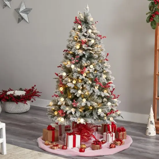 6ft. Pre-Lit Snow Tipped Norwegian Fir Artificial Christmas Tree, White LED Lights {3}