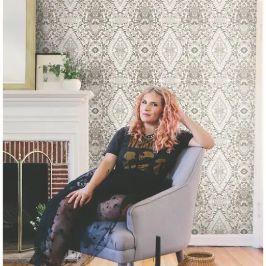 RoomMates Mr. Kate Brown Dried Flower Kaleidoscope Peel & Stick Wallpaper {5}