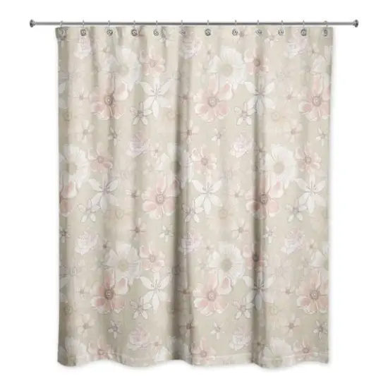 Watercolor Florals Shower Curtain Tan {1}