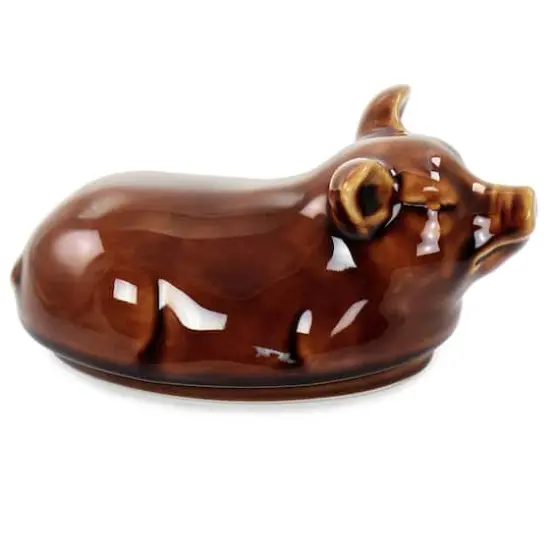 Martha Stewart 6" Brown Ceramic Pig Oval Baker {5}