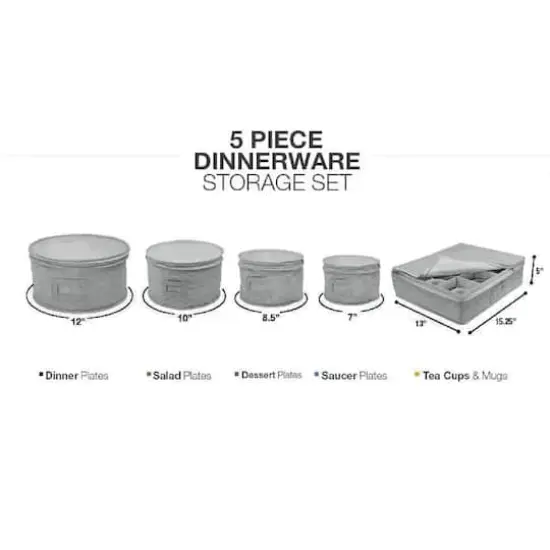Sorbus 5-Piece Dinnerware Storage Set Gray {6}