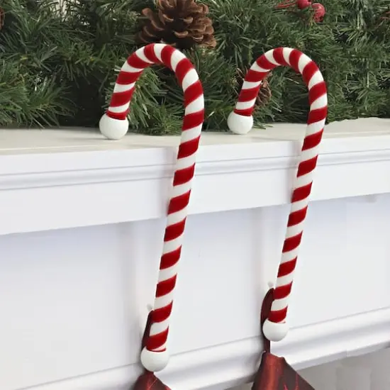 Haute Decor Velvet Candy Cane Stocking Holder, 2ct. {3}
