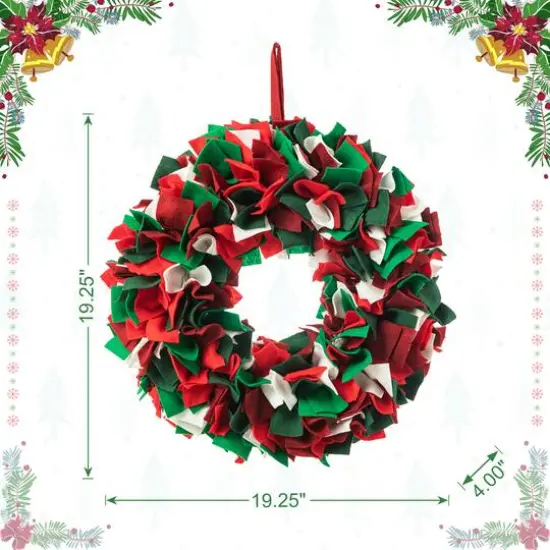 Glitzhome&reg; 19.25" Christmas Multicolor Felt Wreath {9}