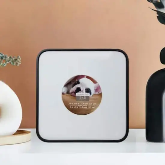 Expressions&trade; 5" x 5" Black Rounded Frame with Circle Mat by Studio D&eacute;cor&reg; {1}