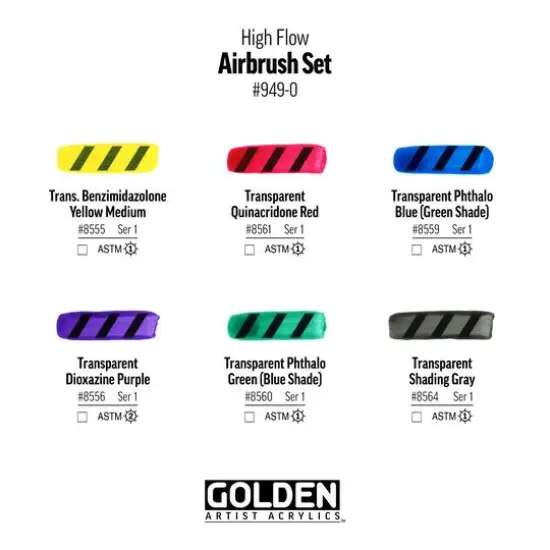Golden&reg; High Flow Acrylic 6 Color Airbrush Paint Set {4}
