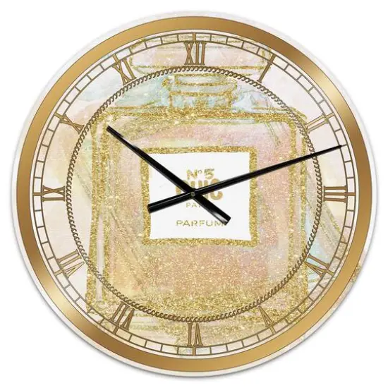 Designart 'Chic Nr 5 Paris Parfum I Oversized Fashion Wall Clock {1}