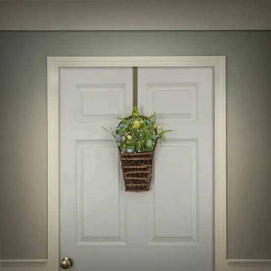 18" Spring Flowers & Eggs Wall Basket {3}