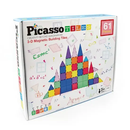 PicassoTiles&reg; 61 Piece Classic Magnetic Tile Building Set {3}