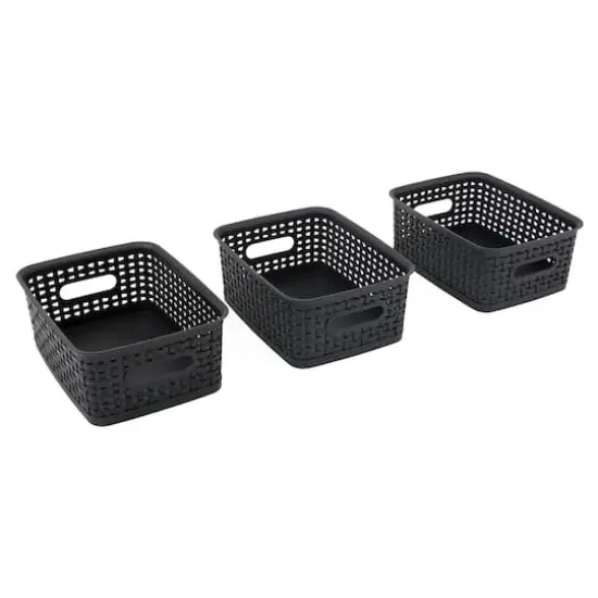 Advantus&reg; Small Black Plastic Weave Bin, 3ct. {1}