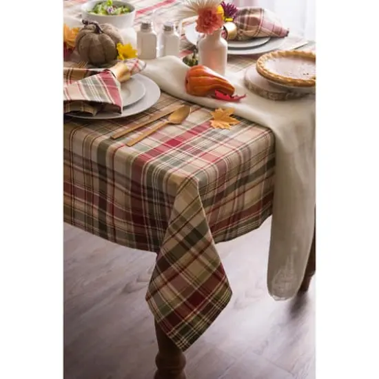 DII&reg; 70" Give Thanks Plaid Round Tablecloth {5}