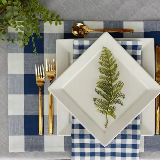 DII&reg; Reversible Gingham & Buffalo Check Placemat Set, 4ct. Navy/Off White {6}