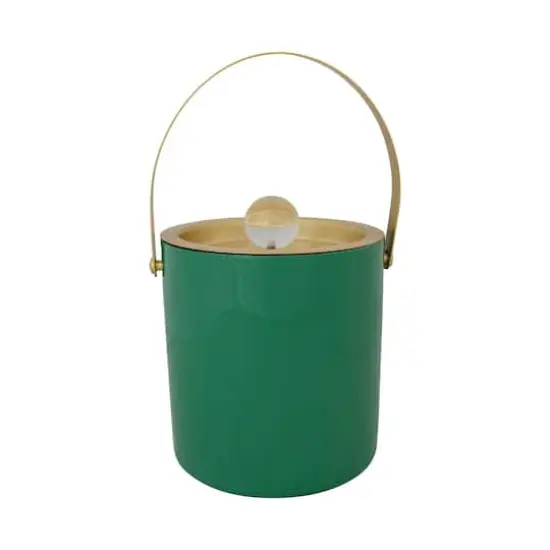 Hello Honey 1.5-Quart Enameled Stainless Steel Ice Bucket with Lid and Glass Knob, Gold Finish and Turquoise Color {6}