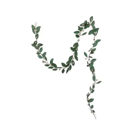 Hello Honey® 6ft. Green & Antique Pink Painted Metal Leaf & Berry Garland {5}