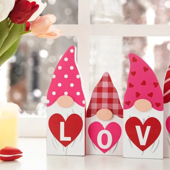 Glitzhome&reg; 11" Valentine's Love Wooden Gnome Table Decor {5}